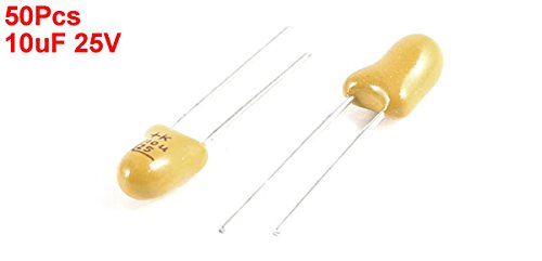 UXCELL® A14042900UX0348 50 парче 10UF 25V 2 пински жолти радијални натопени кондензатори на мушка Танталум