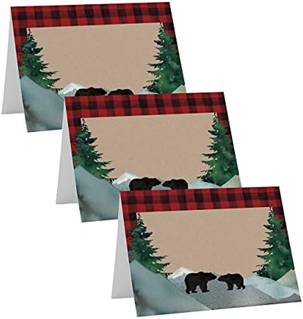 Хартија умен партии Lumberjack табела место картички бифе знаци - користете за момчиња бебе туш, роденденски торбички торбички тагови ознаки -