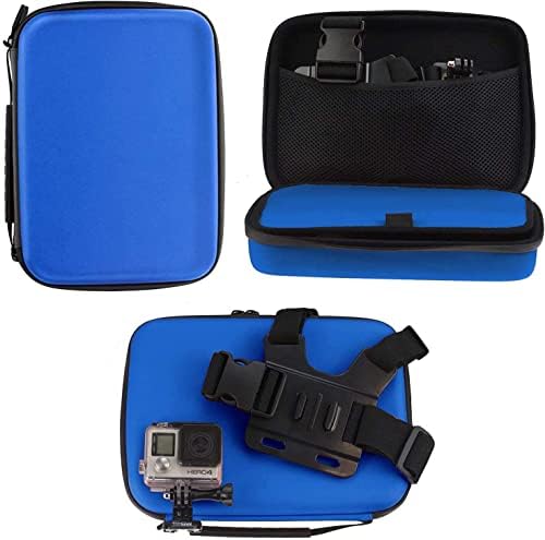 Navitech 8 во 1 Комбо комплет за додатоци за акциони камера со сина кутија - компатибилен со акционата камера Bosemsa