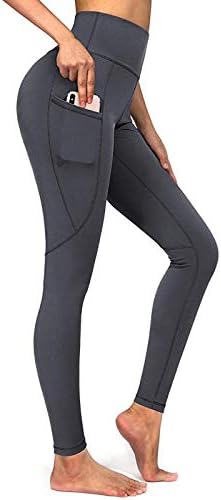 Атлетски хеланки за жени јога панталони кревајќи ги контролните панталони со висока половината за стомакот за жени фитнес тековни хулахопки