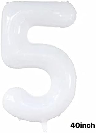 40 инчи бели број 5 балони со маргаритки поставени ， роденденски балони за деца и алдул ， џамбо хелиум фолија балони ， 5 -ти украси