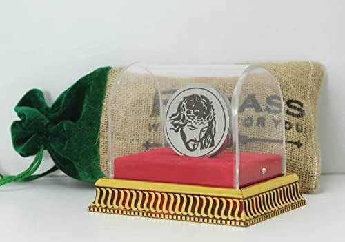 Ринас Двострана Исус Слика СС Монета Со Убава Кутија И Јута Торба