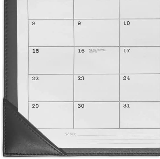 Дакасо Црн Кожен Ѕиден Календар со Вметнување во 2023 Година - Луксузен Кожен Ѕиден Календар Со Вметнување Во 2023 Година-Организација На