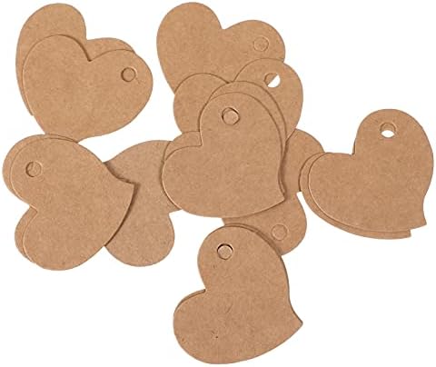 Nuobesty 3 пакувања ознаки за хартија од Крафт со дупки празна ознака во форма на срцева етикета за DIY занаетчии Ден на Денот на благодарноста