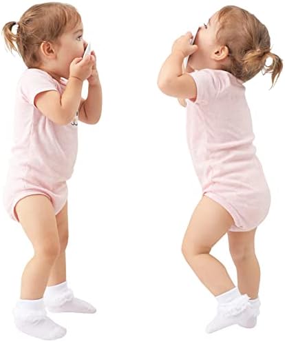 Бебе девојки чорапи со окулетни тројни чипка на чипка за тресење се претвораат чорапи со манжетни 2/3/5 пара фустан со глуждот за новороденче