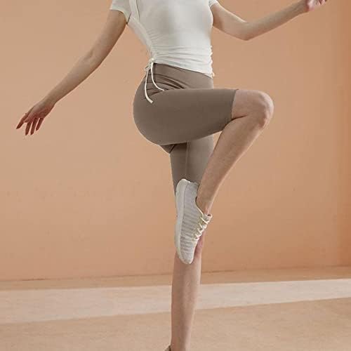 Плус големина јога панталони за жени 2x кратки женски стомаци мелеа коса тесна форма на телото пет беспрекорни јога -шорцеви за