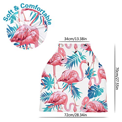 Yyzzh Pink Flamingo Тропски лисја Monstera Palm Leaf Comphate Starty Baby Car Defent Conopy Surestion Covers Covering Cover