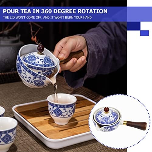 Doerdo Кинески керамички чајник 360 степени ротација Конг фу чајник одвојување на преносни пакувања за патувања, котел за чај од чај за лабава