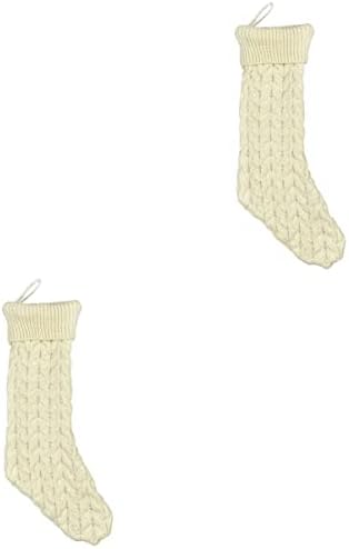 Toyandona 2 парчиња дрво виси украси за украси за украси за чорапи на одмор Голем декорација камин Божиќ Рустикален чорап и боја Белиот