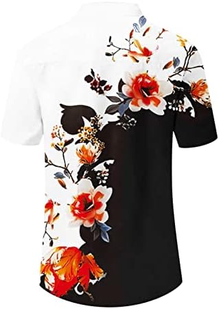 Копче кошула за жени цветни печати лето маица Краток ракав против кошули со вратот 2023 модна блуза Туники за дами