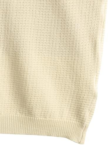 Ватпајв Менс плете Поло кошули Обичен краток ракав Класичен ребрестиот голф кошула со џебови