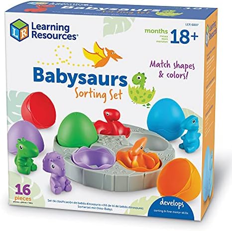 Ресурси За учење Бебисауруси Сортирање Сет - 16 Парчиња, Возраст 18+ месеци Диносаурусите За Мали Деца, Диносаурусите Акција