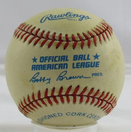 Hector Lopez потпиша автограмски суровини Бејзбол Б92 - автограмирани бејзбол
