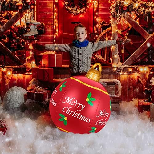 23,6 инчи гигантска надувување Божиќна топка ПВЦ на надувување Божиќна топка Екстра голема надуена украсена Божиќна топка на отворено
