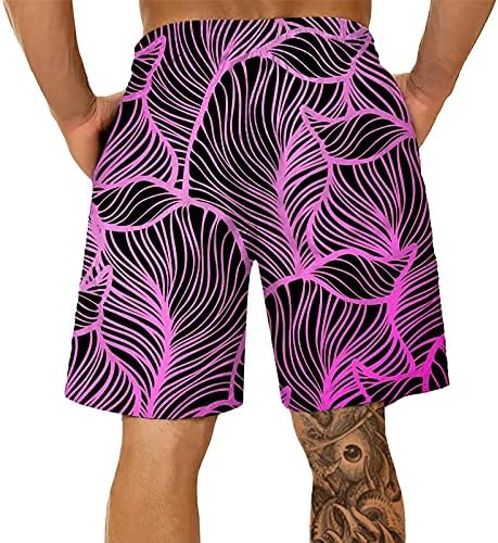 Ubst Mens Summer Board Shorts плус големина, 3Д бран тропски печатени стебла за пливање, лабави обични шорцеви на плажа на Хавајски