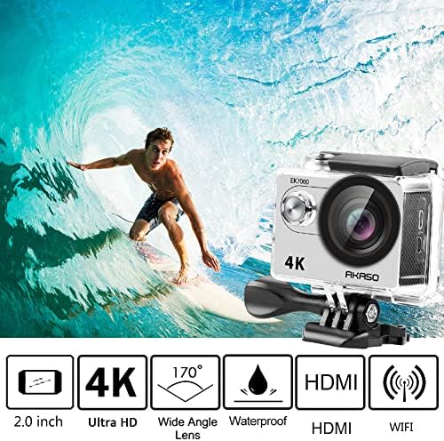Akaso EK7000 4K30FPS 20MP Акционата камера Ултра HD Подводна камера 170 степени широк агол 98ft водоотпорен фотоапарат поддржува