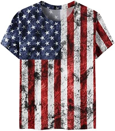 Американска кошула со знаме жени патриотски starsвезди ленти маица 4 -ти јули врвни жени обични графички печати кратки ракави мета