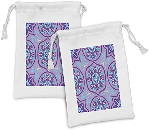 Амбесон Виолетова Ткаенина Торбичка Комплет од 2, Украсни Геометриски Современи Апстрактни Цветни Континуирани Мотиви, Мала Торба