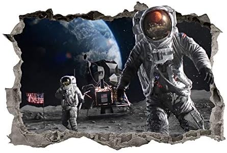 Астронаут Ѕид Налепница Скрши 3Д Графички Вселената Месечината Ѕид Налепница Уметност Мурал Постер Детска Соба Декор Подарок UP253