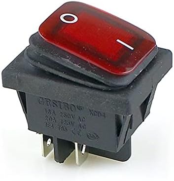 TPUOTI KCD4 црно црвено зелено рокер водоотпорен прекинувач за прекинувач 2 Позиција на 4 пинови со светлина 16A 250VAC/20A 125VAC