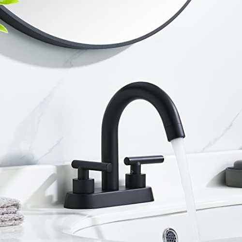 Kes Black Balic Baluet Faucet Faucet Faucet 4 Inch Centerset Vanity Faucet Cupc сертифициран со pop-up Dright Brence Anti-Clog No Overflow,