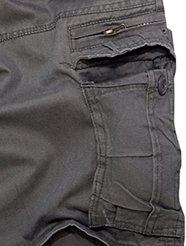 МАЈИИФУ-ГЈ Машки лесни обични карго-шорцеви со двојки патенти џебови на отворено кратки панталони памучни воени војски кратки без појас