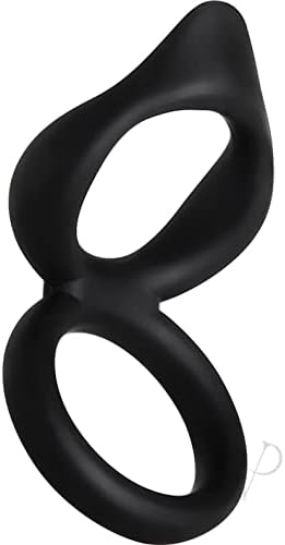 Стимулатор за клит на двојни прстени Адам и Ева, црна | Водоотпорен, хипоалергичен силиконски петел прстен со каиш со топка | 3,85 ”долго пред