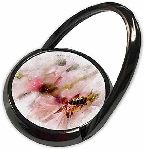 3drose пчела на розова цветна слика на акварел - телефонски прстени