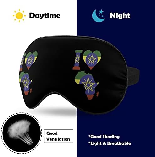 Го Сакам Знамето На Етиопија Африка Мека Маска За Очи Капак Ефективно Засенчување Удобност На Очите Маска за Спиење Со Еластичен Прилагодлив
