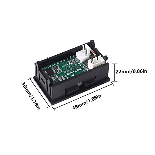 ACEIRMC 5PCS 0,28 LED волтметар амперметар, црвен и сино дигитален тестер за напон на напон на напон, DC 0-100V 10A, тековен панел на мерач