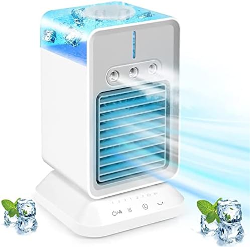 Преносен климатик, 3 во 1 личен ладилник за испарување, 2 ладно вентилатор и преносен навлажнувач 2000mAh, вентилатор за ладење на личен