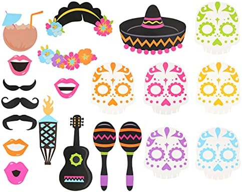 Нубести Фото украси 1 Поставете 21 парчиња собрани Fiesta Photo Props DIY занаетчиски мексикански капа мустаќи лице насловна