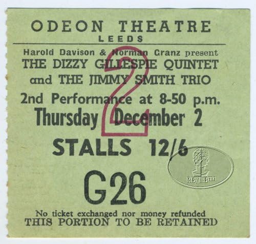 Концертна програма Dizzy Gillespie 1965 Jimими Смит Трио + никулец на билети!