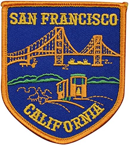 Сан Франциско извезена апликација за печ - Мост Голден Гејт, Калифорнија, жичарница 3.5 - железо на / шие на закрпи за облека, јакни,