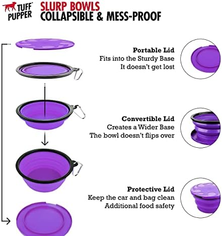 2 Склопувачки Чинии За Кучиња И Преносливо Шише Со Вода Од 27оз Кученце - Виолетова
