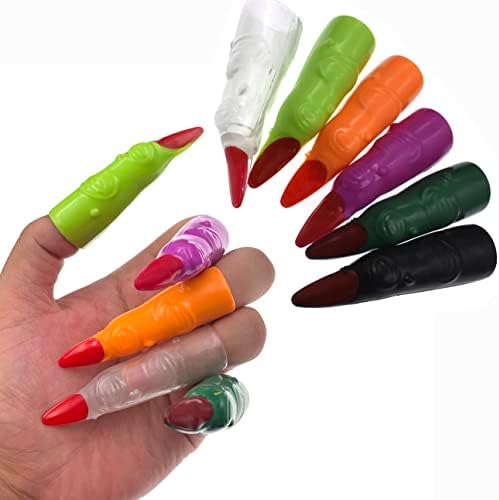 12 парчиња измешани палци во боја на прсти на прсти, црвена нокти, ноќ на вештерките, шминка за шминка за шминка реквизити играчки