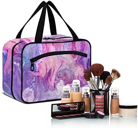 Синестур Виолетова Мермерна Тоалетна Торба За Жени Организатор На Торби За Шминка За Патувања Со Висечка Кука Козметички Кеси