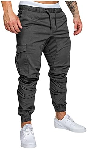 Дудубаби Машки комбинезони за влечење мулти џебни панталони панталони за пешачење памучни панталони со памучни пакувања