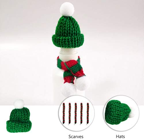 Aboofan 20 парчиња Божиќ мини плетена капа и шал уметност DIY занаетчиски декорации за плетење облека за кукли додатоци за растенија