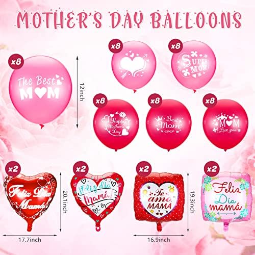 56 Еез Забава Балони За Денот на Мајката Шпански Декорации За Забави За Мајки Латекс Среќен Ден На Мајката Балони Мали Мајки Дневни Балони