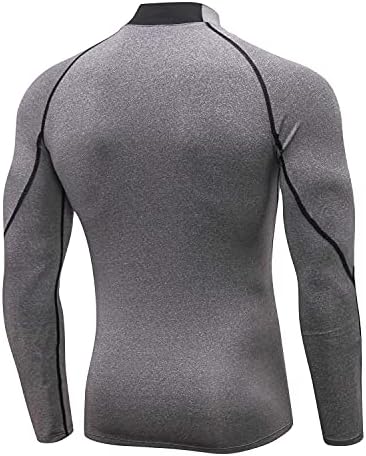 Mens 2 пакувања исмејувајте ја кошулата за компресија со долги ракави со долга ракав сув вклопете УВ заштита кул кошули атлетска кошула за