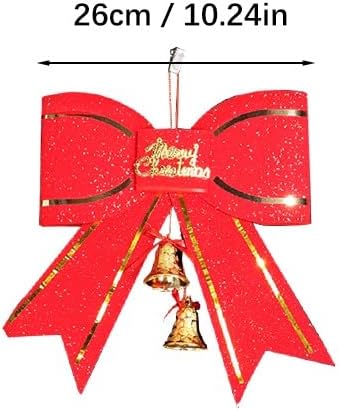 Низа Декорација На Новогодишна Елка Црвена Голема Машна Вратоврска 13 см Со Приврзок За Ѕвонче
