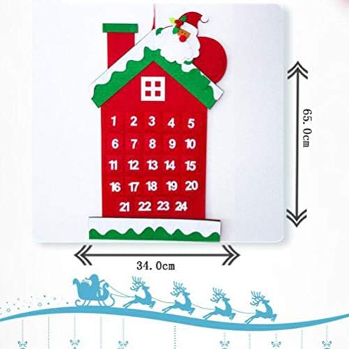 Среќен Божиќен Декор Украс На Дедо Мраз Божиќен Календар За Одбројување Божиќен Календар За Доаѓање Филц Облик На Куќа Украсен Украс За Декорација