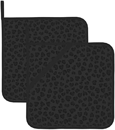 Сет на држачи за тенџере со црна леопард, држач за тенџере, отпорна на топлина, што се користи за готвење микробранова скара и печење