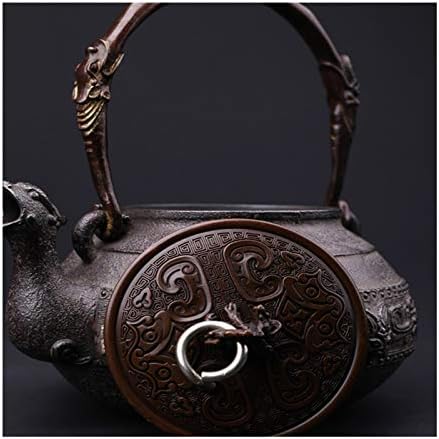NLYWB чај тенџере, јапонски леано железо чајник змеј и котел за патеки, чајник со инфузер 1200ml 40 унца дрвена кутија за подароци, в