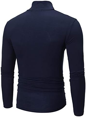 ZDDO машки обични тенок тенок маички со тенок маички со долги ракави Основни пуловер термички долна облека врвови на желка вратот за мажи
