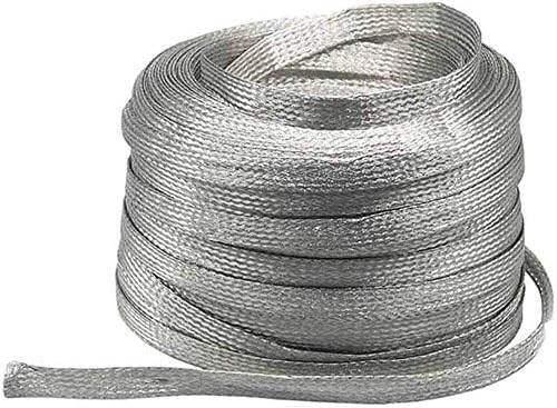 Пазарна жица на Мерлин, кабел за кабел за плетенка од бакар 2м/6. 56ft Флексибилност голи метални плетенки со плетенка со неинсилирана