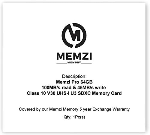 MEMZI PRO 64gb Мемориска Картичка Компатибилна За Fujifilm X-T4, X100V, X-Pro3, X-A7, X-T30, X-T3, X-H1, X-T200, X-T100, X-A5,
