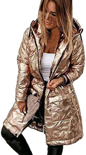 Womenените зимско топло задебелен памучен палто Стилски качулка тенок фит долга јакна надвор од облеката со џебови