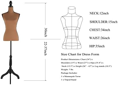 Formенски манекен прилагодлив фустан Форма со големина Торзо Торзо Тризо Трипод Стенд дисплеј ， Преносен дисплеј со висока густина на
